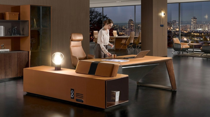 Bureau de coin du patron, bureau, mobilier de bureau, design de décoration de chambre pratique