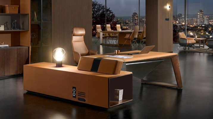 Designer Büro Arbeitszimmer Set Sessel Eckschreibtisch Komplettset   Translation: Ensemble de bureau design pour salle de travail comprenant un fauteuil, un bureau d'angle et un ensemble complet.