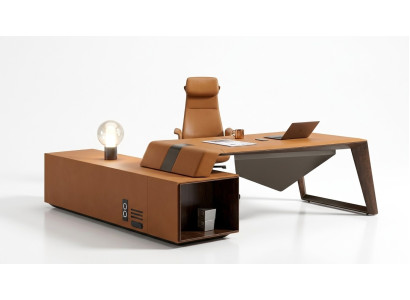 Designer Büro Arbeitszimmer Set Sessel Eckschreibtisch Komplettset   Translation: Ensemble de bureau design pour salle de travail comprenant un fauteuil, un bureau d'angle et un ensemble complet.