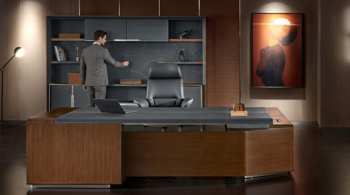 Bureau de coin, mobilier de bureau de chambre de patron, design de bureaux, décoration, pratique