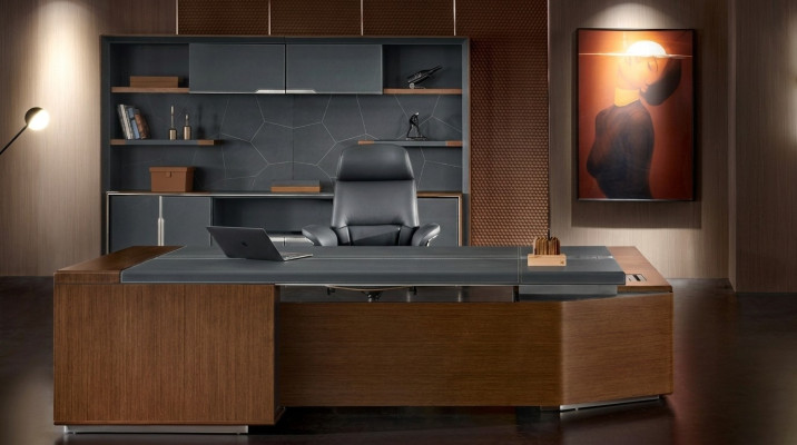 Bureau de coin, mobilier de bureau de chambre de patron, design de bureaux, décoration, pratique