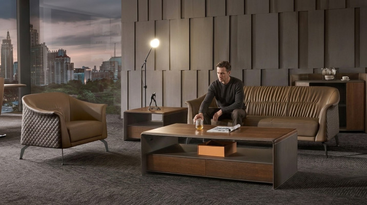 Ensemble de canapés design en cuir moderne, rembourrage de canapés décoratifs.