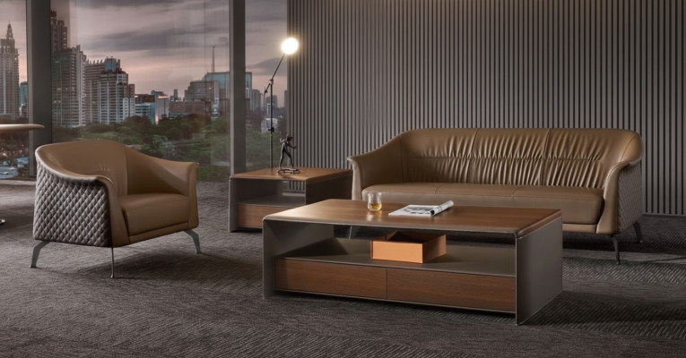 Ensemble de canapés design en cuir moderne, rembourrage de canapés décoratifs.