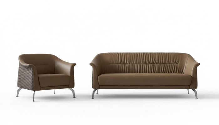 Ensemble de canapés design en cuir moderne, rembourrage de canapés décoratifs.