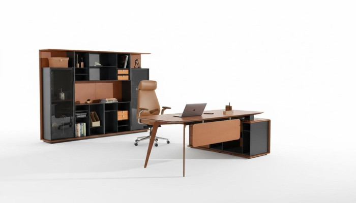 Ensemble de bureau 3 pièces. Suite de bureau Table Chef Placard Fauteuil Mobilier