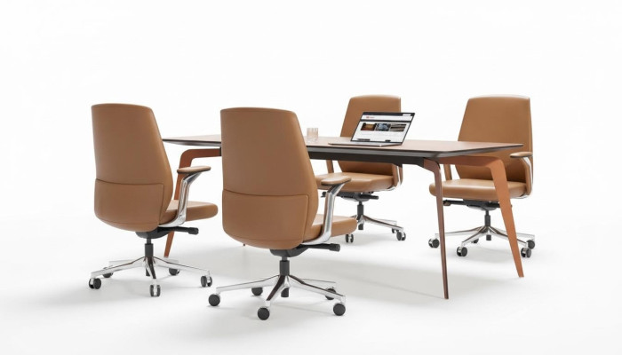 Ensemble de bureau 4x chaises de conférence et table de conférence Ensemble complet Table de conférence 5 pièces.
