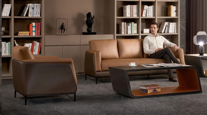 Canapé Canapés Canapé Rembourrage Cuir Moderne Trois Places 3 Places Mobilier de Bureau neuf
