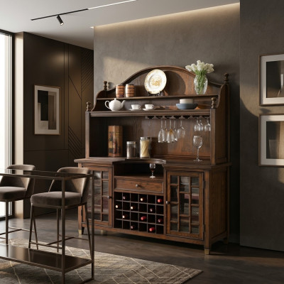 Buffet de campagne Commode Vitrines Armoire Casier à vin Étagère Vitrine Armoires