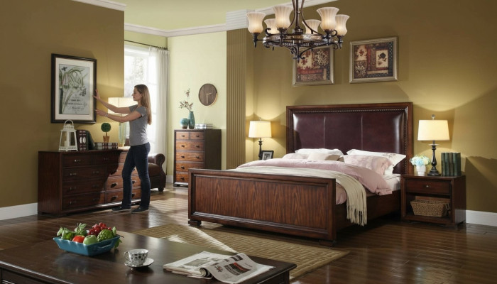 Ensemble de chambre complète 4 pièces Design Moderne Lit de Luxe 2x Table de chevet