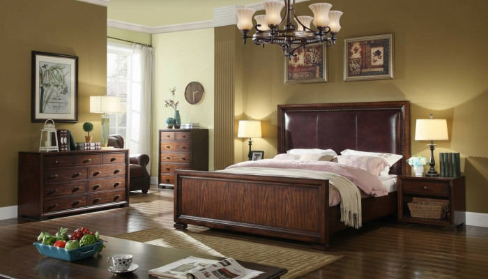 Ensemble de chambre complète 4 pièces Design Moderne Lit de Luxe 2x Table de chevet