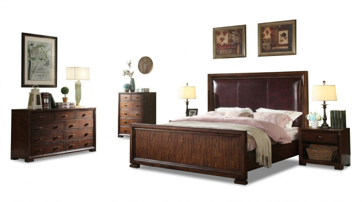 Ensemble de chambre complète 4 pièces Design Moderne Lit de Luxe 2x Table de chevet