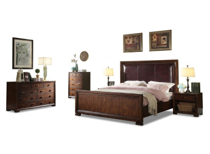 Ensemble de chambre complète 4 pièces Design Moderne Lit de Luxe 2x Table de chevet