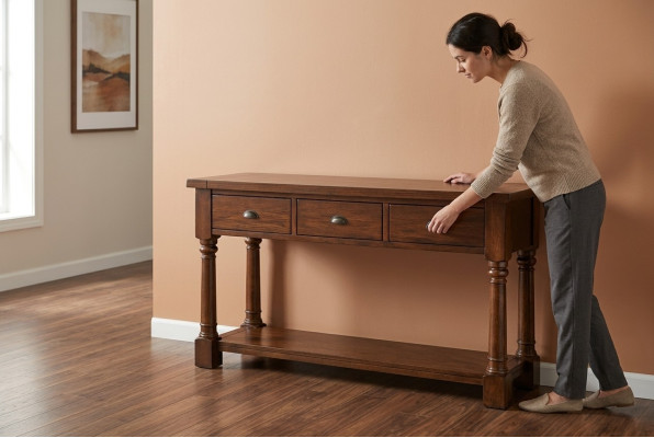 Table console en bois de concepteur Tables consoles Table console Table de toilette