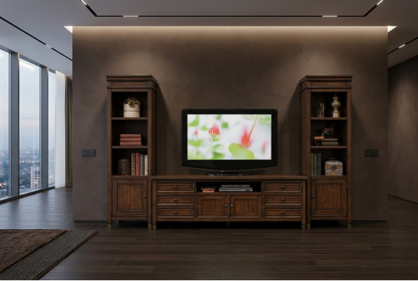 Vitrine murale classique, buffet, meuble TV, étagère murale, armoire, 3 pièces.