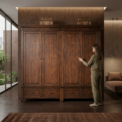 Classique 2x Armoire Design Chambre Mobilier Armoire Armoires Bois neuf