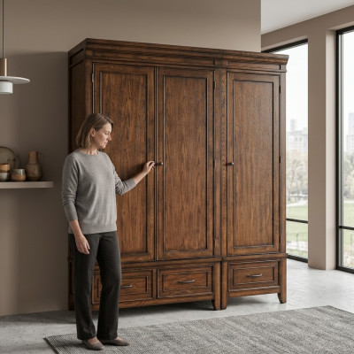 Armoire 2x Armoire Armoire en bois massif armoires en bois brun chambre
