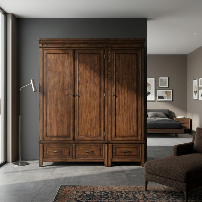 Armoire 2x Armoire Armoire en bois massif armoires en bois brun chambre