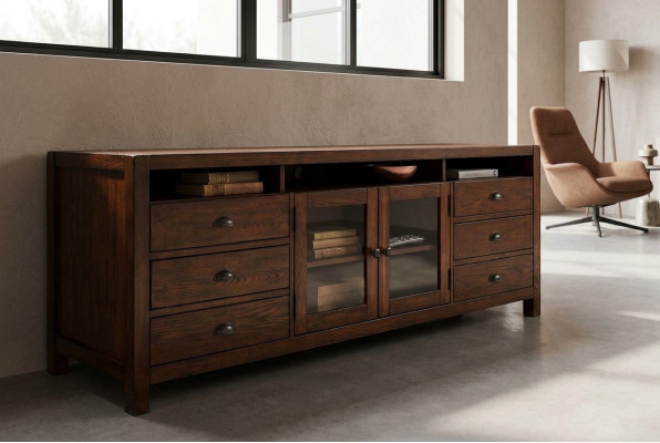Meuble TV Buffet Armoire Commode Bois Buffet Bas Étagère 196cm Salon