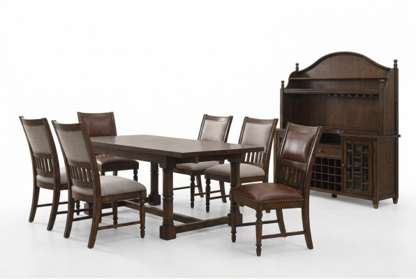 Set de salle à manger Table à manger 6 Chaises Buffet Tables en bois Groupe de design 9 pièces