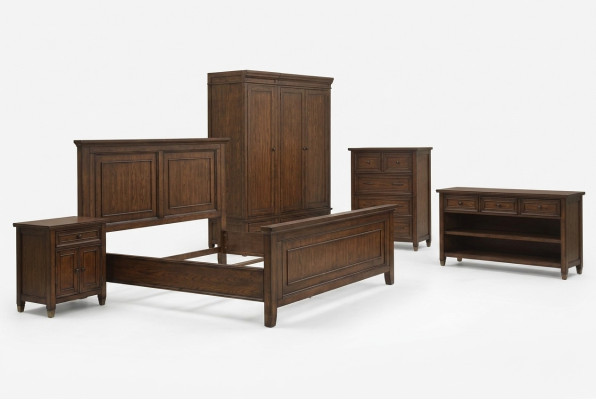 Lit Table de chevet Armoire 7 pièces Ensemble de chambre à coucher de luxe Lits Ensembles