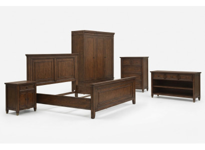 Lit Table de chevet Armoire 7 pièces Ensemble de chambre à coucher de luxe Lits Ensembles