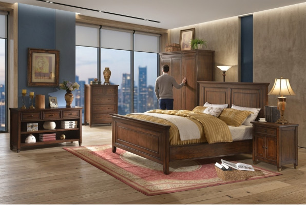 Conception de lit. Les lits doubles d'hôtel. Lits de mariage. Chambre de sommeil. Lit en bois de luxe.