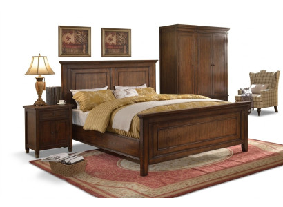 Ensemble de meubles de chambre à coucher design comprenant 5 pièces : lit, table de chevet, armoire neuve.