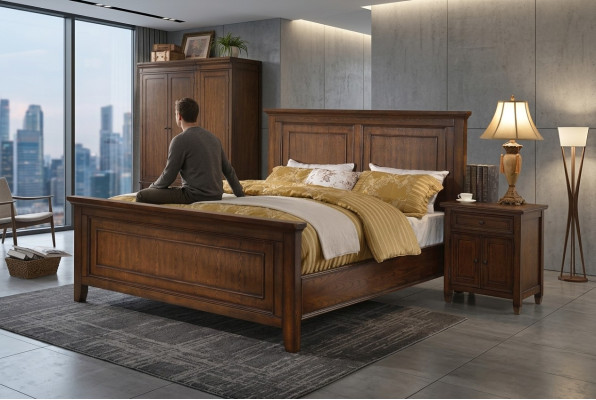 Lit de luxe de l'hôtel Lits 180x200cm Chambre à coucher en bois de designer Lit double