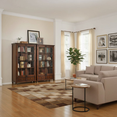 Ensemble de 2 vitrines pour commode, vitrines en verre, armoire en verre, meuble vitrine en bois