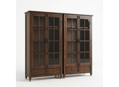 Ensemble de 2 vitrines pour commode, vitrines en verre, armoire en verre, meuble vitrine en bois