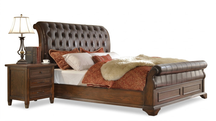 Chambre Lit Tables de chevet 3 pièces Ensemble Lits de luxe Bois Lit double neuf