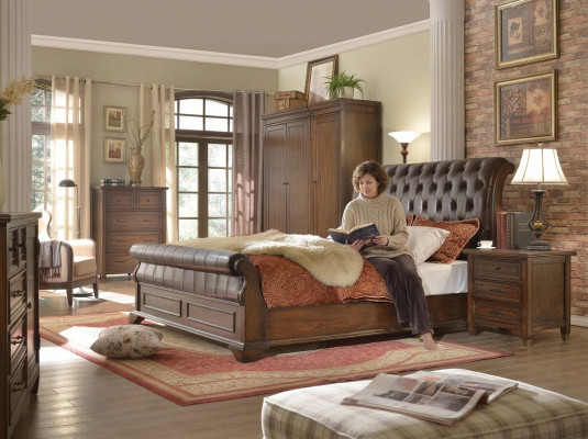 Lit Chesterfield en cuir, lits doubles capitonnés, lit design 180 x 200cm, baroque.