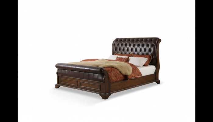 Lit Chesterfield en cuir, lits doubles capitonnés, lit design 180 x 200cm, baroque.