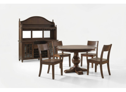 Ensemble de 5 pièces avec table ronde et 4 chaises en bois pour la salle à manger.