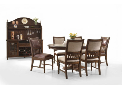 Ensemble de salle à manger en bois pour salon avec table et ensemble de 6 chaises rembourrées 7 pièces.