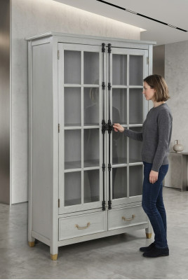 Armoire classique La vitrine du salon présente de nouveaux meubles d'affichage.