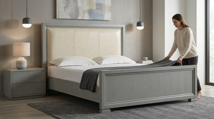 Conception de la literie de lit Luxe Hôtel lits mariés 180-200cm Chambre de sommeil double Cuir