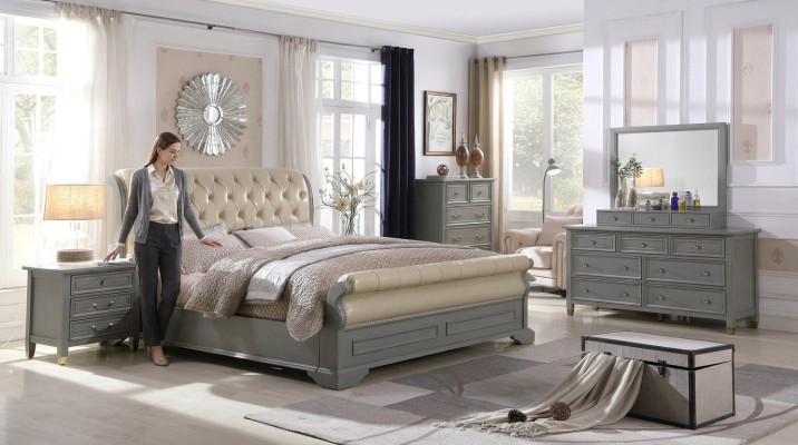 Mobilier de chambre complet avec lit, table de chevet, armoire et table neuve 3 pièces.