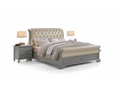 Ensemble de chambre à coucher - Mobilier en bois de luxe design, lit 180x200cm, 2 tables de chevet, 3 pièces.