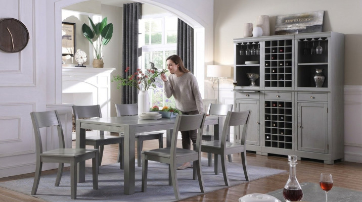 Meubles de designer Table en bois Chaise Salle à manger 6x Chaises 7 pièces. Ensemble Groupe Suite