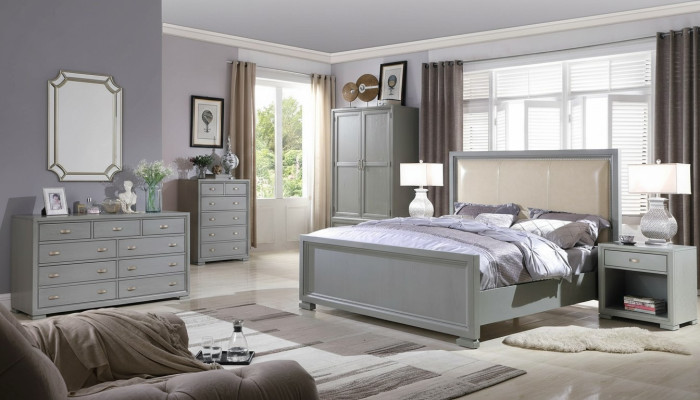 Lit 2x Table de chevet 3 pcs. Ensemble de chambre à coucher Lits Meubles Chesterfield 180x200cm