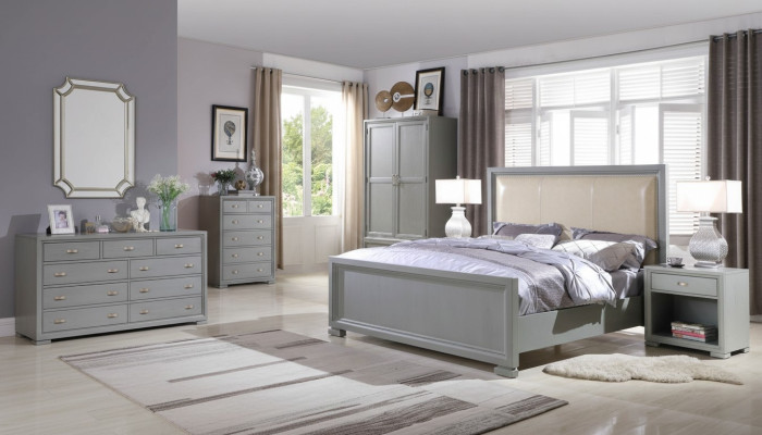 Lit 2x Table de chevet 3 pcs. Ensemble de chambre à coucher Lits Meubles Chesterfield 180x200cm