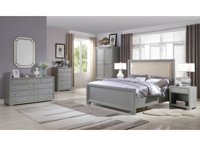 Lit 2x Table de chevet 3 pcs. Ensemble de chambre à coucher Lits Meubles Chesterfield 180x200cm