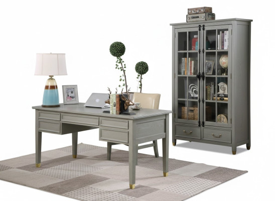 Ensemble de mobilier de bureau pour maison de campagne Bureau Chaise Armoire étagère Table 3 pièces.