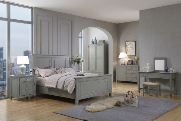 Chambre Tables de chevet 3 pièces Ensemble Design Lit de luxe Bois Lit double Nouveaux meubles