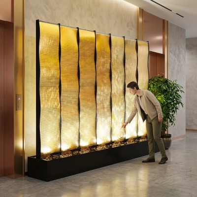 Mur d'eau décoration xxl en acier inoxydable séparation sur mesure Mur d'eau LED