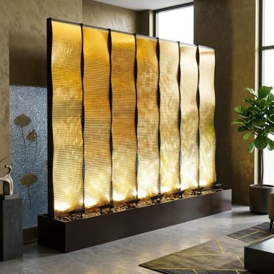 Mur d'eau décoration xxl en acier inoxydable séparation sur mesure Mur d'eau LED