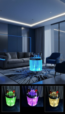 Table Bar Led Mur d'eau Comptoir Étagère Meubles Table basse illuminée