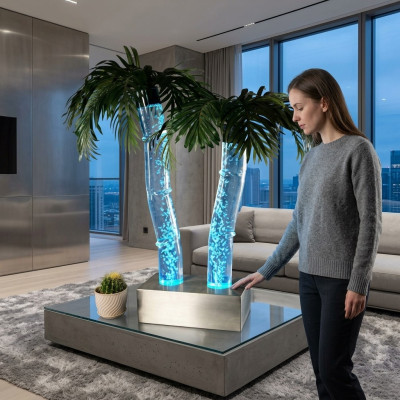 Les colonnes d'eau LED palmier plante artificielle plantent des colonnes d'eau colonnes