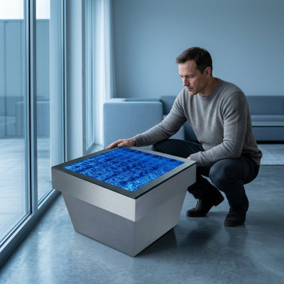 Conception Table Basse Table Basse Colonne d'Eau Colonne d'Eau Canapé LED Décoratif Illuminé